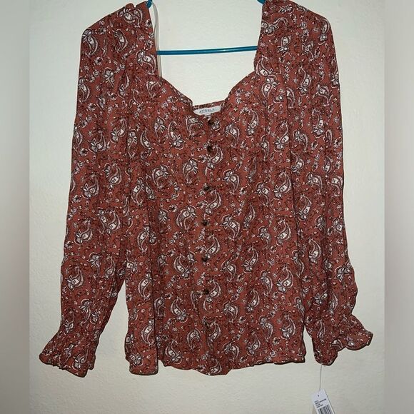 Angels Forever Young Women's Kehlani Square Neck Rayon Long Sleeve Blouse- size - Picture 6 of 7